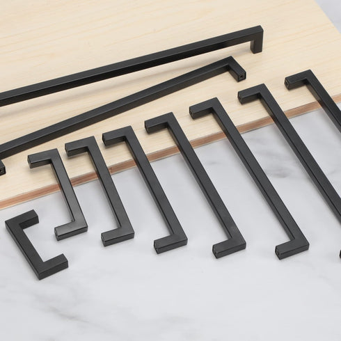 Cabinet Pulls Matte Black Cabinet Handles Square Drawer Pulls, 5 Pack 3-3/4 Inch Stainless Steel Kitchen Door Cupboard Cabinet Handles, Drawer Har...