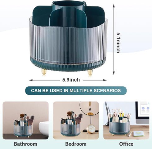 Makeup Brush Holder Organizer,360° Rotating Makeup Brush Organizer, Transparent Makeup Organizer Countertop for Cosmetics,Skincare, Art Supply, Ba...