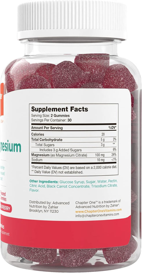 Chapter One Magnesium Gummies, Great Tasting Magnesium for Kids, Calm Kids Magnesium, Magnesium Gummies for Women and Men, Certified Kosher, (60 F...