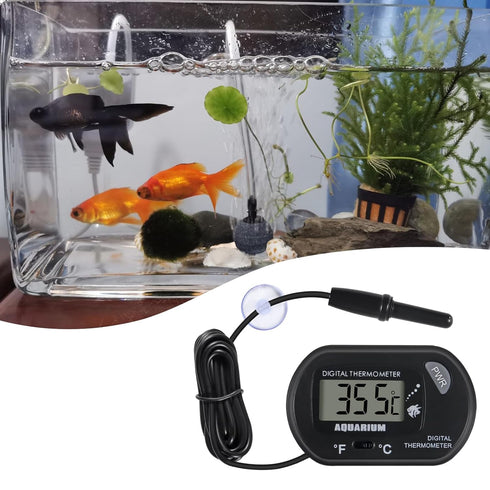 4Pack Aquarium Thermometer, Reptile Thermometer, Fish Tank Thermometer, Digital Thermometer, Terrarium Water Temperature Test, with Large LCD Disp...