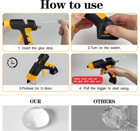 Cordless hot glue gun Kit with 10 Glue Sticks, High Temp for School Crafts DIY Arts and Quick Home Repairs (Cordless Yellow)...