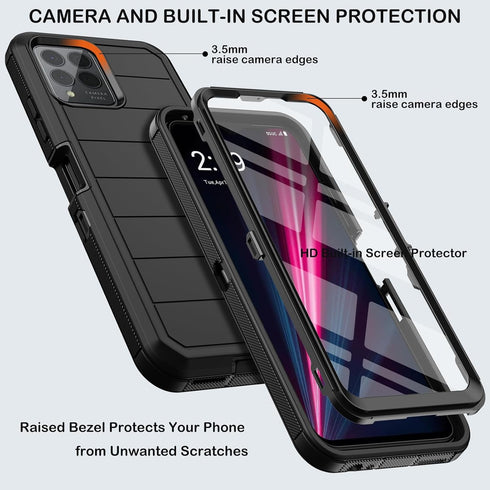 for T-Mobile REVVL 6 Pro 5G with Belt Clip Holster,REVVL 6X Pro Case Built-in Screen Protector,Heavy Duty Shockproof Drop Protection Military Grad...