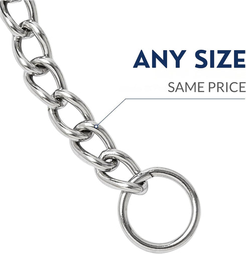Dog Chain Collars (Made in USA) 304 Stainless Steel Metal Chew Proof Dog Necklace Anti Winding Dog Leash Extension Lead for Small Medium Large and...