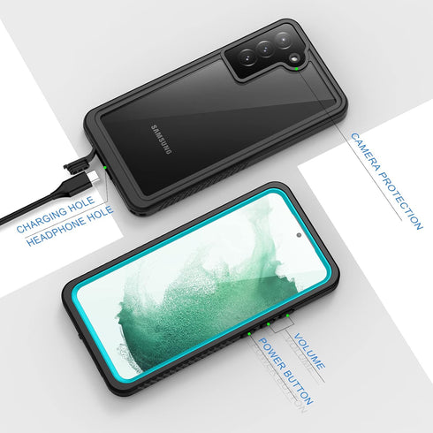 Lanhiem Samsung Galaxy S22+ Plus Case, IP68 Waterproof Dustproof Shockproof Case with Built-in Screen Protector, Heavy Duty Full Body Protective C...