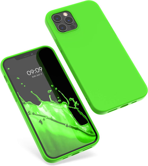 kwmobile Case Compatible with Apple iPhone 12 Pro Max Case - Soft Slim Protective TPU Silicone Cover - Neon Green...