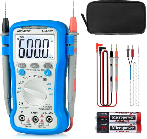 6000 Counts TRMS Digital Multimeter Auto Ranging - Multitester for AC/DC Current Voltage Resistance Capacitance Frequency/Duty,Diode/hFE, NCV, Tem...
