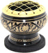Govinda - Small Decorated Brass Charcoal Screen Incense Burner with Wooden Coaster...