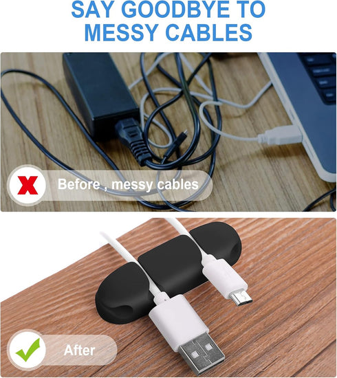 Cable Clips 3PCS Cord Wire Organizer Cable Management Holders 4 Hole Silicone Cable Harness USB Charging Accessory Cable Holder for Office and Hom...