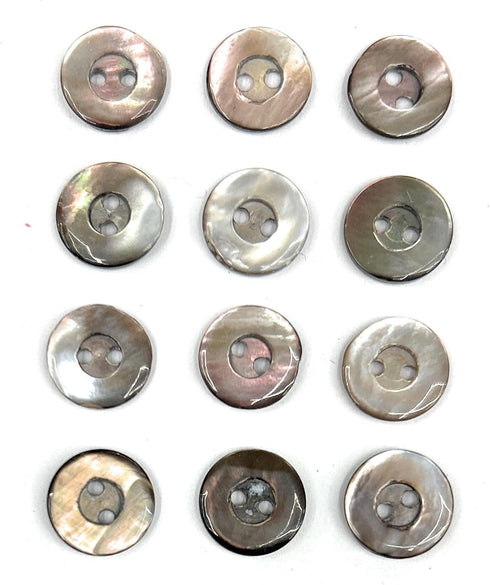 Vintage 12 Grey Pinkish Ocean Pearl -Mother of Pearl Buttons 1/2''- 10mm""- Gray Pinkish Irridescent Blouse Buttons,Shirt Buttons, 2 Holes...