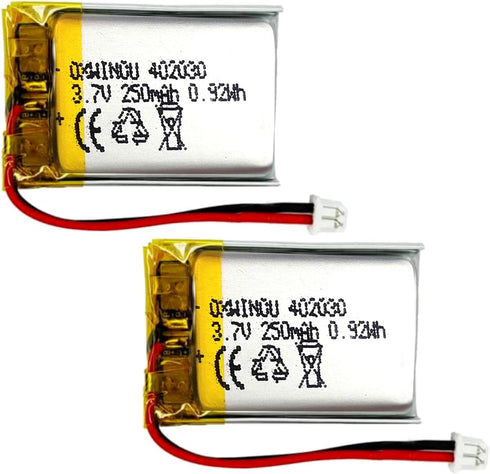 3.7V 250mAh 402030 Rechargeable Lithium Polymer Replacement Battery for DIY 3.7-5V Electronic Product, Bluetooth Headset, Watch 3-Pack...