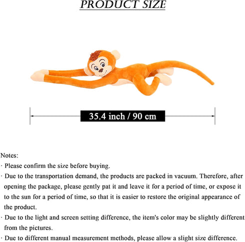 35.4" Hanging Monkey Stuffed Animals Plush Cute Brown Monkey Toy for Kids Adults...