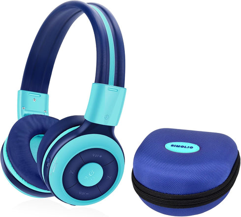 SIMOLIO Kids Bluetooth Headphones with Microphone and 75dB,85dB,94dB Volume Limit, Foldable Lightweight & Adjustable, Wireless Headphones for Kids...
