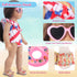 18 Inch Doll Summer Outfits Set, Vibrant Doll Swimming Playset for American doll Girls, includes Doll Bikini Swimsuits, Heart-shaped Sunglasses, G...