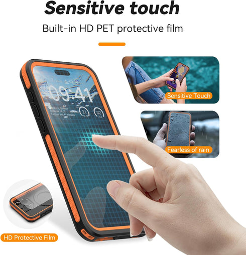 Waterproof Case for iPhone 15 Pro Max, IP68 & Built-in Lens Screen Protector Full Body Magnetic Protective Phone Case for iPhone 15 Pro Max, Dropp...