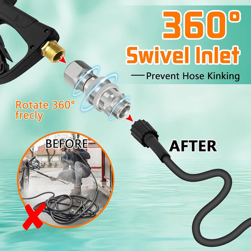 Boltigen Pressure Washer Swivel Adapter Set, M22-14mm to 3/8'' Quick Connect Kit, Disconnect Swivel for Power Washer Hose, 360 Degree Swivel, 5000...