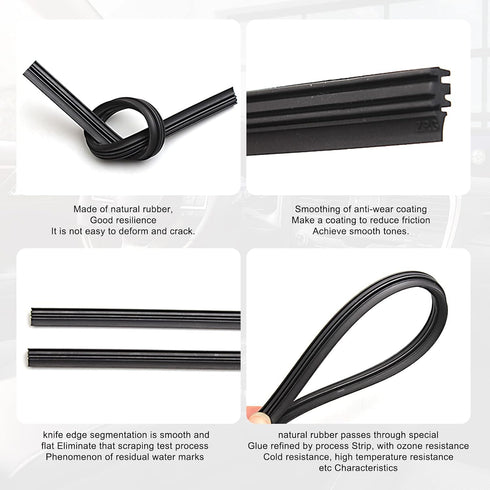 Pack-4 Windshield Wiper Blades Refills, 34In Frameless Windshield Wiper Rubber Strips, Adjustable Car Windscreen Wiper Rubber Strips, Wiper Blades...
