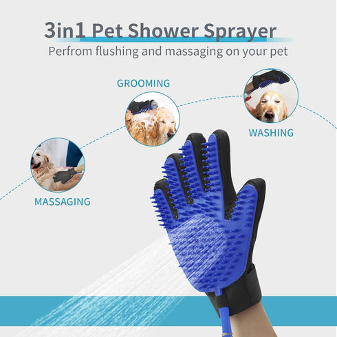 All-in-One Dog Grooming Bath Tool: Shower Scrubber, Dog Washing Gloves, Perfect for Cat and Dog Grooming, Pet Store Essential, Brush Glove & Hose ...