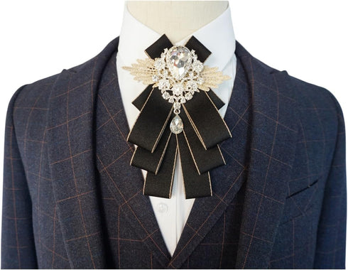 christmas bow ties for men self tie jabot collar brooch pins fashion PreTied Neck Tie Bow Tie rhinestone brooch for groom...
