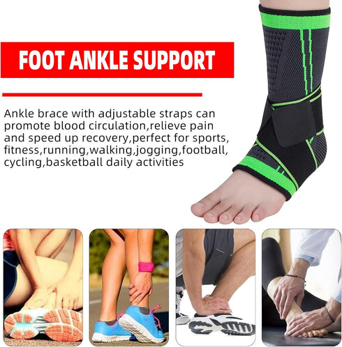 Ankle Support Braces (1Pair), Breathable Ankle Compression Sleeves with Adjustable Wrap,Elastic Ankle Brace Stabilizer for Plantar Fasciitis,Achil...