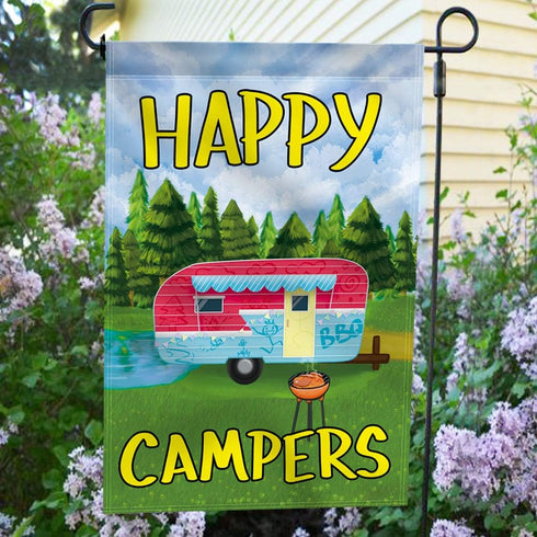 ANLEY Garden Flag Happy Campers - Decorative Summer Vacation Garden Flags - Double Sided & Weather Resistant & Double Stitched - 18 X 12.5 Inches...
