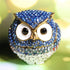Waltz&F Diamond Light Blue Owl TrinketBox Hinged Hand-painted Figurine Collectible Ring Holder...