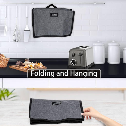 Toaster Cover 2 Slice Wide Slot, Toaster Oven Cover Compatible with Cuisinart, Small Bread Cover, 2 Slice Toaster Covers with Zipper Pockets Buffa...