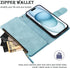 RANYOK Wallet Case for iPhone 15 Plus with Card Holder, Premium PU Leather with RFID Blocking Zipper Flip Folio Wallet Wrist Strap Magnetic Clasp ...