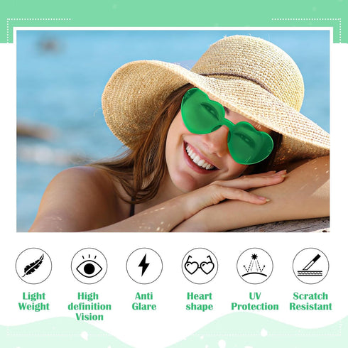 TOODOO 4 Pieces Heart Shape Rimless Sunglasses Transparent Candy Color Party Eyewear...