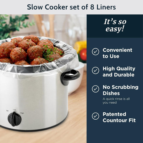 PanSaver Slow Cooker Liners - Disposable Liners for Instant Cleanup with No Scrubbing (Fits 3-8 Quarts, 8 Count)...