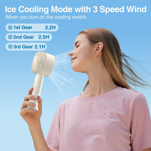 Handheld Cooling Fan, Portable Mini Fan with Cold Compress Function, USB Rechargeable Battery, 3 Speeds Adjustable Rechargeable for Eyelash Makeup...