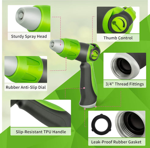 AUTOMAN Garden Hose Nozzle - 2 Pack, Thumb Control Sprayer, Slip-Resistant Water Nozzle, Extra 4 Washers, for Watering Plants Lawn & Garden, Clean...