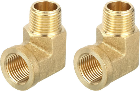 uxcell Brass Pipe Fitting 90 Degree Street Elbow Brass 3/8" NPT Pipe Connector for Gas, Air, Oil, Propane, 2pcs...
