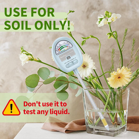 ?Upgraded ? 4-in-1 Soil Moisture Meter, Soil Ph Meter, Soil Tester for Moisture, Light,Nutrients, pH,Soil Ph Test Kit, Great for Garden, Lawn, Far...