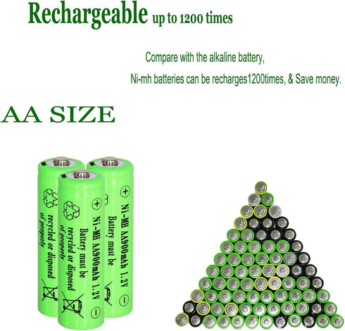 8 Packs Solar Lights Batteries AA900mah 1.2V Ni-MH Rechargeable Double A Battery for Outdoor Solar Lights, String Lights, Pathway Lights...