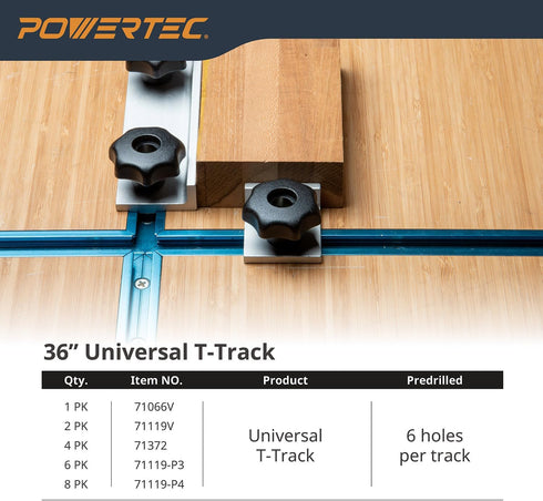POWERTEC 71121V T Track Knob Kit w/Threaded Knobs and 5/16”-18 T Track Bolts, 16 Piece Set, T Track Accessories for Woodworking Jigs and Fixtures...