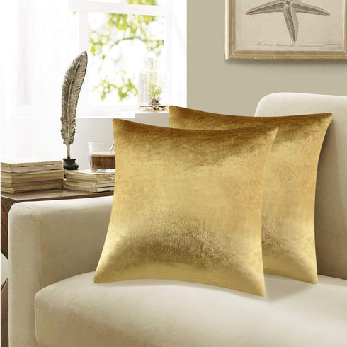 GIGIZAZA Gold Velvet Decorative Throw Pillow Covers,18x18 Pillow Covers for Couch Sofa Bed 2 Pack Soft Cushion Covers...