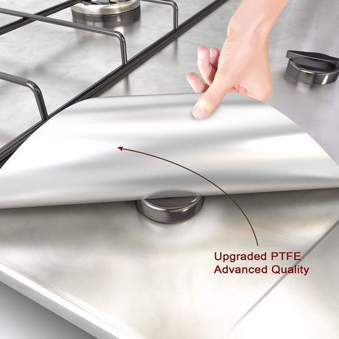 Stove Burner Covers-Gas Stove Protectors Silver with Upgraded Density and Coating, Reusable, Non-Stick,Fast Clean Liners for Kitchen. Stove top Co...
