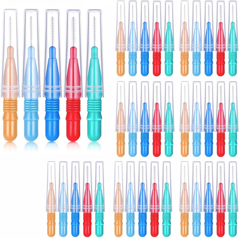 50 Pcs Interdental Brushes 4 Sizes, Dental Soft Toothpicks Braces Brushes Go Between Teeth Gum?Oral Hygiene Slim Brushes Cleaning Tool...