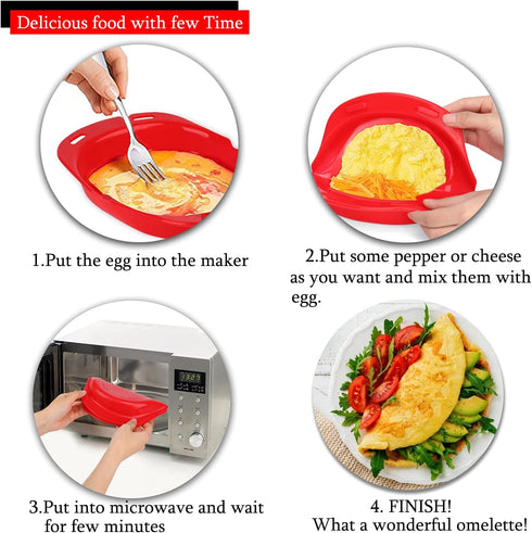 Silicone Omelette Maker,Microwavable Omelet Maker,Nonstick Egg Roll Baking Pan,Quick& Easy Breakfast/Lunch/Dinner Baking Tool,Dishwash Safe...