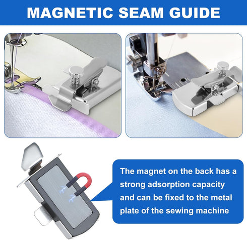 Upgraded Magnetic Seam Guide for Sewing Machine, Magnetic Sewing Seam Guide,Hemmer Guide, Universal Seam Guide, Multifunctional Hem Guide for Sewi...