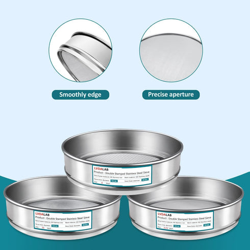 304 Stainless Steel Mesh Lab Sieve, 200 Mesh (0.075mm) Aperture Test Sieve, 7.9Inch(20cm) Diameter Analysis Sample Test Sieves for Industrial Labo...