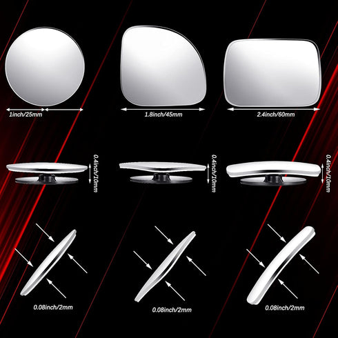 Frienda 6 Pcs 2" Blind Spot Blind Side Mirrors, Convex 360° Wide Rear View Mirrors for Car SUV and Truck(Fan, Round, Rectangle Shape)...