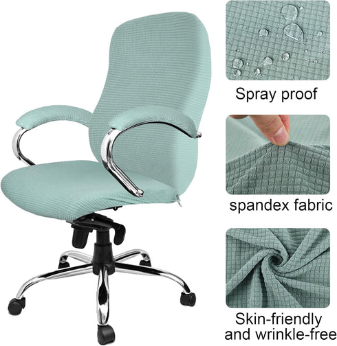 Tatuo 3 Pcs Computer Office Chair Cover Universal Rotating Chair Slipcovers Protector Removable Washable Office Chair Armrest Covers with Zipper f...