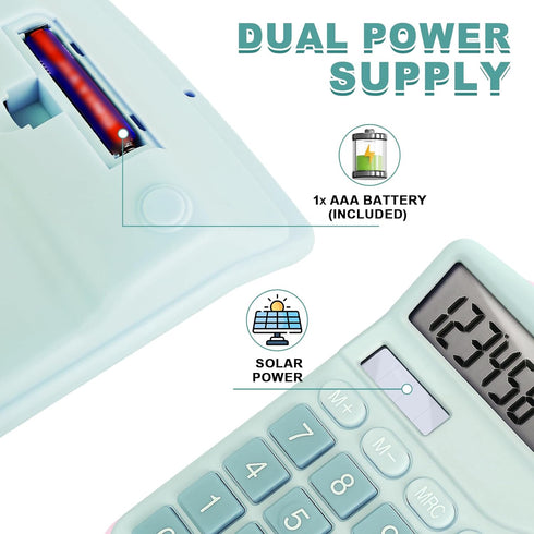 Basic Calculator with Comfortable Large LCD Display, 12 Digits Calculators Desktop, Tilt Screen, Big Button, Desk Calculator with Dual Power (Sola...