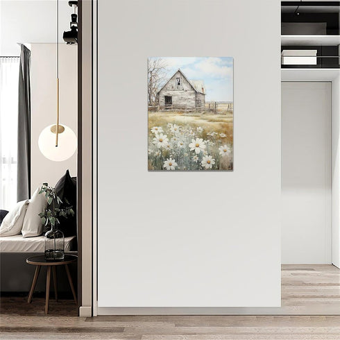 Farmhouse Barn Decor Farm Scenery Pictures Barn Canvas Prints Painting Barn Decorations Framed Artwork for Bathroom Living Room Bedroom 12"x16"...