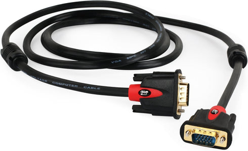 SHD VGA Cable 3Feet, VGA to VGA Monitor Cable HD15 SVGA for PC Laptop TV Projector Black and Red Color...