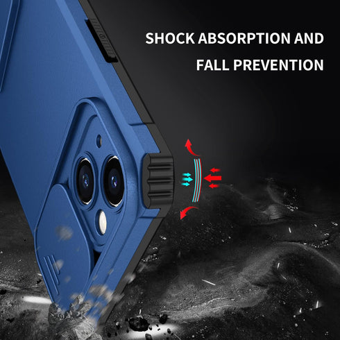 for iPhone 14 Case with Slide Camera Cover, ArmourSilicone TPU Bumper Tough PC Cover with Bulit in Kickstand, Military Shockproof Absorption Prote...
