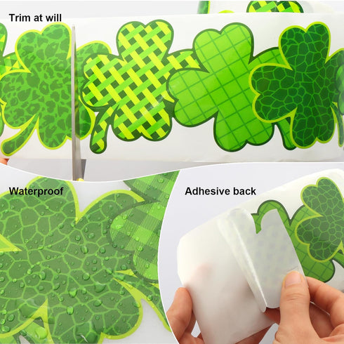67.9 Feet St Patricks Day Bulletin Board Decorations Green Bulletin Board Border Rolled Lucky Clover Bulletin Board Trim for Classroom Office Bull...
