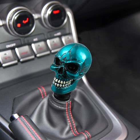 Skull Shifter Knob Gear Shift Stick Handle Transmissions Shifting Lever Fit Most Manual Automatic Car Truck SUV (Metal Blue)...
