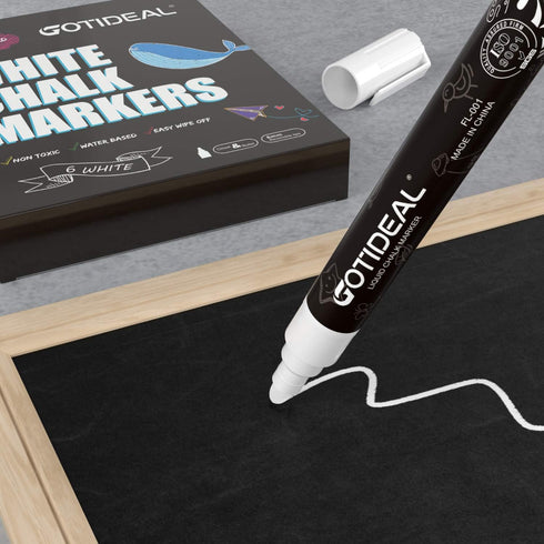 GOTIDEAL White Liquid Chalk Markers, 12 Pack Chalkboard Markers, Chalk Pens for Car Windows, Signs, Blackboard, Glass Painting, Erasable 6mm Rever...